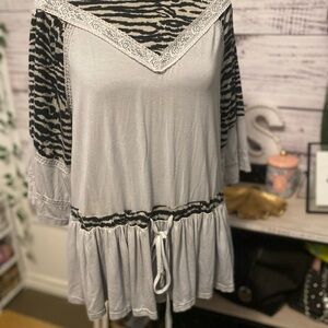 POL zebra and lace top
